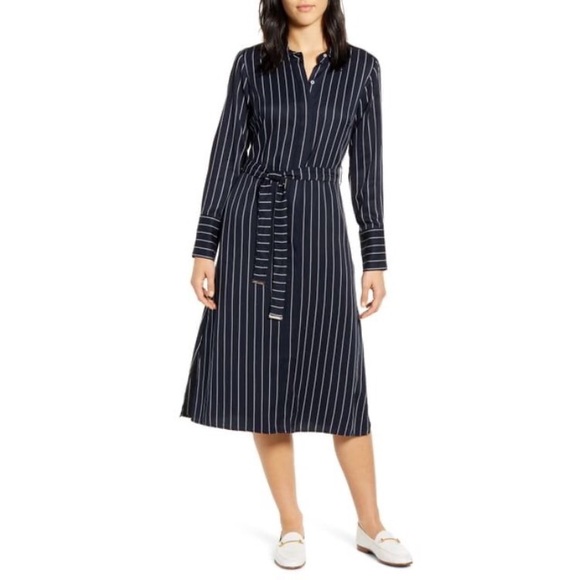 Tommy Hilfiger Dresses & Skirts - Tommy Hilfiger Striped Belted Midi Shirtdress